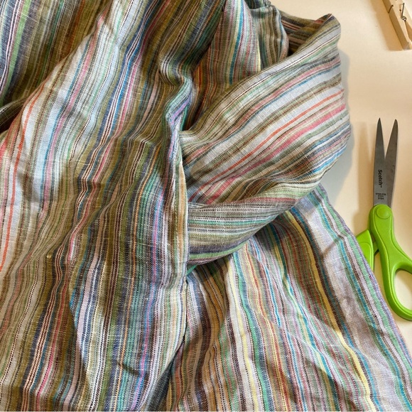 Boho Chic 100% Linen Lined Striped Multicolor Women's Jacket with 3/4 Sleeve - Picture 10 of 11